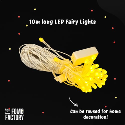 Image of The FOMO Factory Happy Birthday Decoration Kit with Balloons, LED String Lights, Gold Banner, Confetti Balloons & Leaves | Birthday Party Decoration Combo for Home, Wall & Room Decor (GLED)