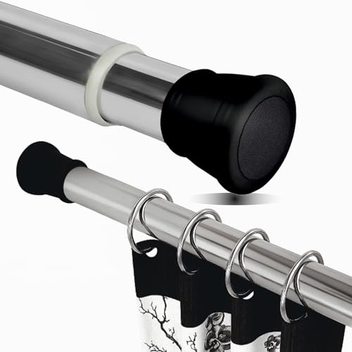Image of JIALTO 80 Cm To 135 Cm Multifunctional Adjustable Rod | Extendable Shower Curtain Tension Rod Non-Drilling for Wall Anti-Skid Spring Pull | Door Curtain & Bathroom Pipe Rods (BLACK PACK Of - 2)
