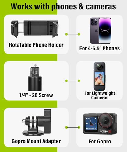 BMZX Golf-Stativ, Einbeinstativ, 119,4 cm, Selfie-Stick für Golfschwungtraining und -aufnahmen, mit Spike, Stativ, Handyhalterung, 1/4-Zoll-20-Schraube, Tragetasche, kompatibel mit iPhones, Android