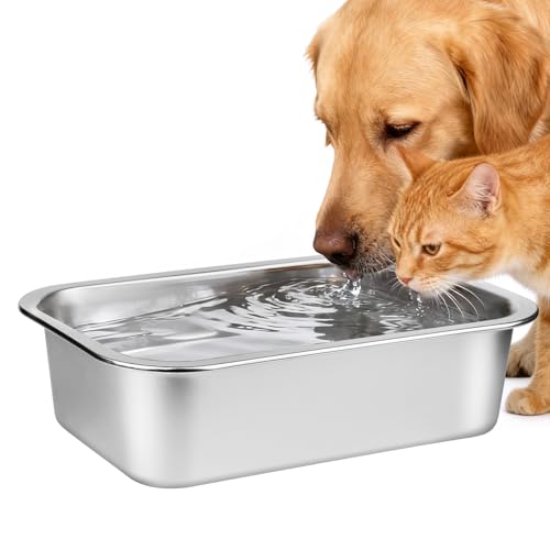 Ohtomber Stainless Steel Dog Bowls - 0.85 Gallons Large Metal Dog Water & Food Bowl No Spilling, High Capacity Water Trough Pet Dishes, Outdoor Feeder Food Plate for Medium Pet, Cat, Puppy