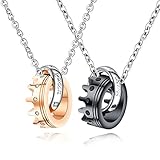 Jakob Miller Couples Necklace His Queen Her King Matching Necklace for Couples Crown Pendant Necklace Jewelry Set for Men Women Lover Valentines Day Gift for Him and Her