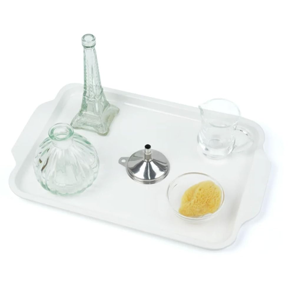 ttnmrc Montessori Practical Life Pouring Water Activity Set, Glass Bottle Funnel Pouring Work Tray Kit, Fine Motor Sensory Toy