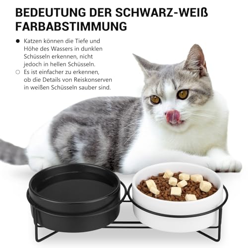 MOCOBO Hundenapf Katzennapf, Fressnapf für Mittelgroße Hunde, Doppel Napf mit Ständer, Schwarz-weiße Schüssel - 2 × 400 ML – Bild 4