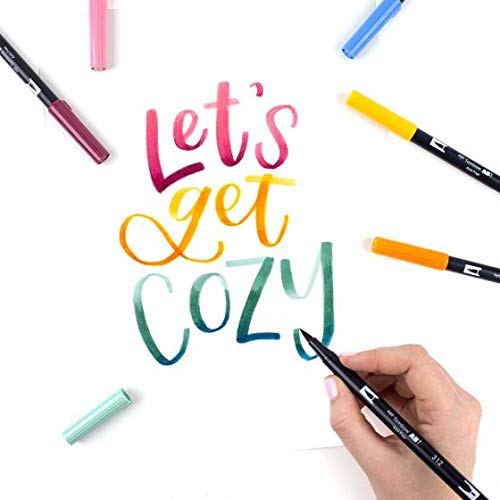 Image of Tombow 56216 Dual Brush Pen Art Markers, Cottage, 10-Pack. Blendable, Brush and Fine Tip Markers