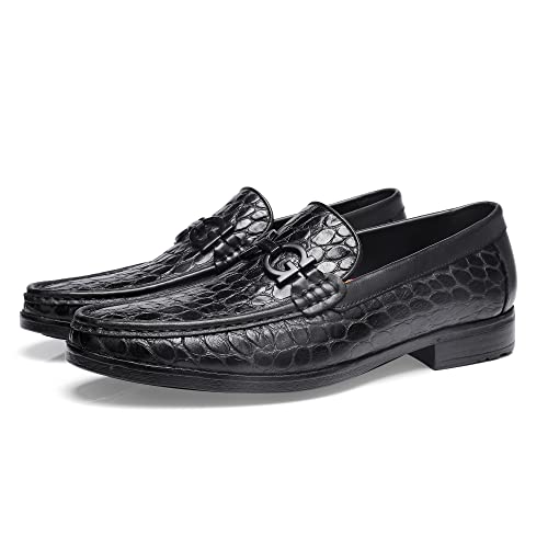 Image of Premium Dress Shoes for Men, Classic Alligator Printed Business Leather Dress Slip on Loafer Shoes for Mens