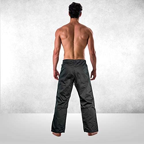 FUJI Sports Brazilian Jiu-Jitsu Gi Pants – Adult BJJ Pants, Flat Drawstring, Reinforced Cotton, for Training & Competition, Black, Size, A0