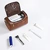 Leather Toiletry Bag, Etercycle Hanging Wash Bag PU Travel Toiletry Bag Waterproof Bathroom Bag for Men and Women Travel Makeup Organizer (Brown) #2