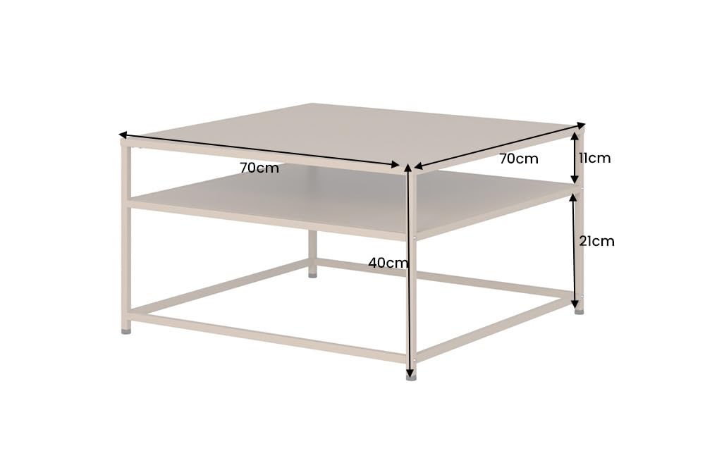 Riess Ambiente Couchtisch DURA Steel 70cm - Greige - Metall | Stauraum, als Beistelltisch nutzbar, langlebig, flexibel kombinierbar, 20 kg Belastbarkeit, Ablagefläche