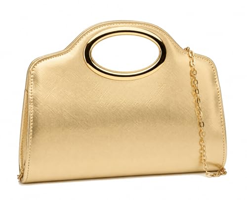 Image of Top Metal Handle Clutch Bags for Women, Evening Handbag Shoulder Crossbody Purse with Chain