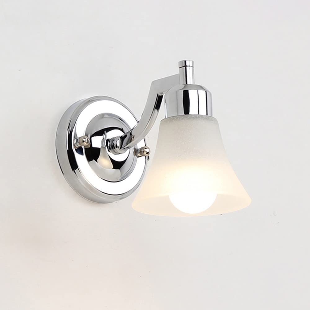 Luce frontale per specchio da bagno, applique da parete in acciaio inossidabile cromato con paralume in vetro opaco, lampada da parete moderna a LED, applique per illuminazione cosmetica, lamp