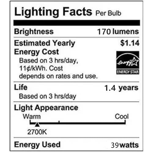 Bubyvv WEEOYHF 40W Incandescent Light Bulb, Equivalent Incandescent Torpedo Tip Chandelier, Clear Finish, Decorative, Chandelier Ftype Flame Tip thumb #6