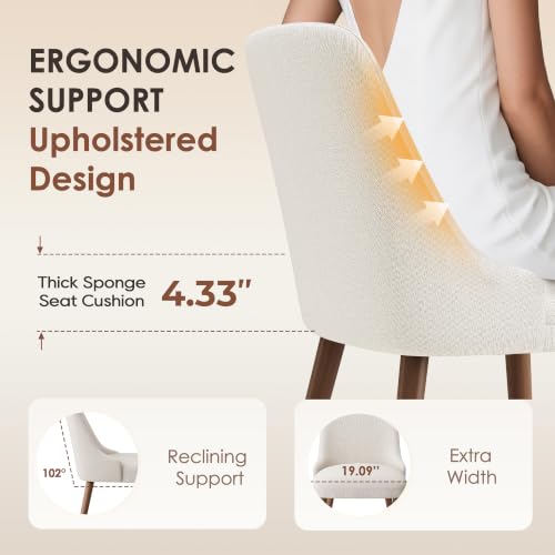 Image of MALOL Upholstered Dining Chairs Set of 2 with High-Back, Beige | Dining Room Chair with Wood Legs, Padded Kitchen Chairs for Dining Room /Restaurant /Cafe
