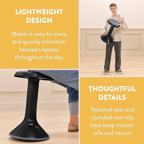Image of Back2School Express Wobble Sensory Stool - 20in Active Seating Balance Chair for Kids, Flexible Seating for School, Homeschool, Black