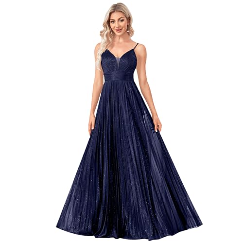Image of Sexy Backless Maxi Formal Dress for Women with Sequin, Sleeveless Pleated Evening Gowns for Wedding and Cocktail