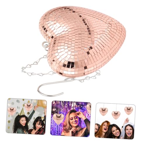 MAGICLULU Espejo en forma de corazón para disco colgante, decoración moderna para boda y fiestas con efecto giratorio brillante miniatura 3
