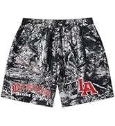 VIPWOLF Men's Camo Shorts Y2K Letter Graphic SweatShorts Drippy Streetwear Shorts