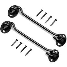 2 Pcs 8" Black Privacy Hook and Eye Latch Easy Lock for Barn Door, Gate, Window