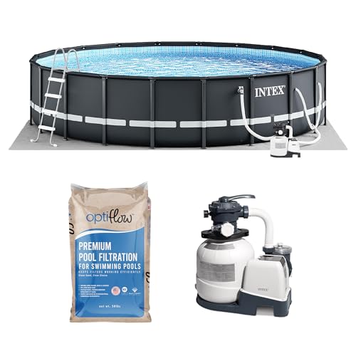 INTEX 26333EH Ultra XTR 20ft x 48in Above Ground Swimming Pool Set with Sand Filter Pump and OptiFlow 50lb Premium Filter Sand