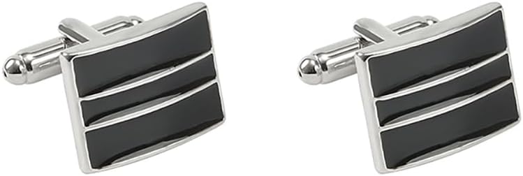 Stripe Enamel Rectangle Cufflinks for Men Classic Wedding Party Tuxedo Shirts Suit Accessories Tie Bar Clip Cuff Links Fashion Jewelry for Groom Gentleman 2 Pcs