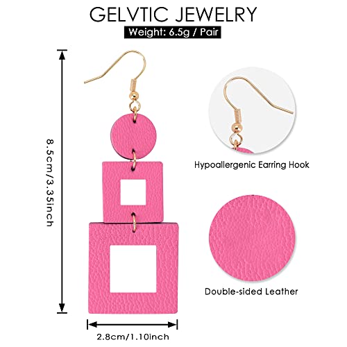 Kiniva Leather Earrings Dangle For Women, Lightweight Dangle Earrings Drop For Teen Girls, Gifts For Women (38 Hot Pink) #TOP3