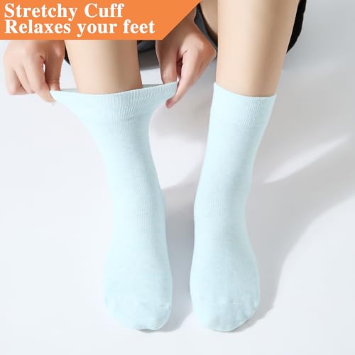 Image of ATBITER Women's Thin Cotton Crew Socks - Soft Above Ankle Bootie Casual Dress Socks 6-Pairs