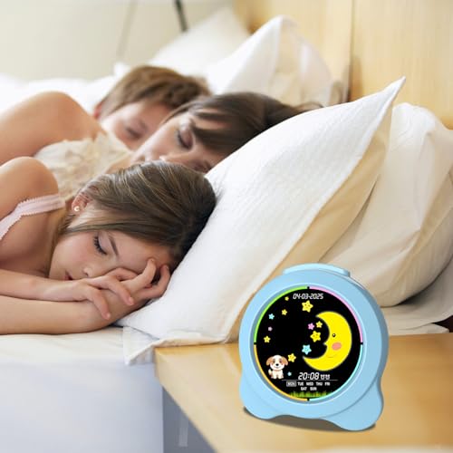Sinoviwe Kids Alarm Clock Sun & Moon LED Display with Day & Date OK to Wake Clock with Night Light for Kids Children's Sleep Trainer Gift for Boy and Girls (Blue) - image 9