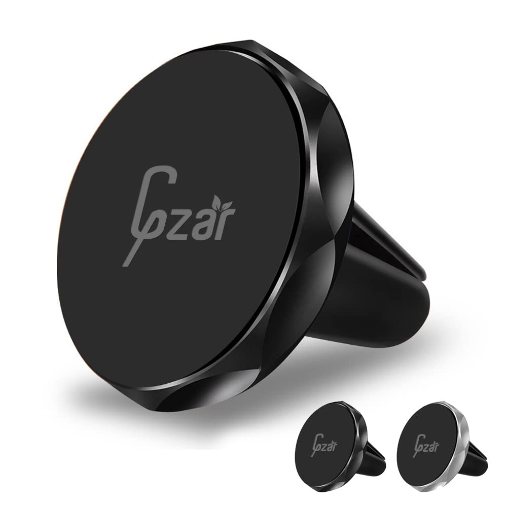 Gzar Premium Magnetic Car Phone Mount - Air Vent Mobile Holder for iPhone, Samsung, OnePlus & More - Universal Compatibility - Secure Cradle Magnet for Hands-Free Driving (BLACK)