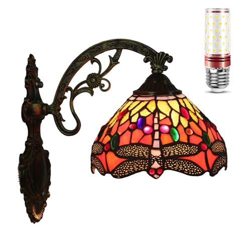 Uziqueif Wandleuchte Innen, Wandlampe mit 1 Glühbirne, Wandbeleuchtung Innen, 8 zoll wand lampen Wandlicht für Wohnzimmer Schlafzimmer TreppenhausFlur Wandleuchten, Dragonfly