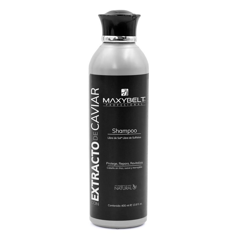 Maxybelt | Extracto Caviar Shampoo Salt Free | Extremely Damaged Hair 8 and more benefits No Parabens | Cabello muy dañado excelente resultado Sin Sal| 13.5oz-400ml