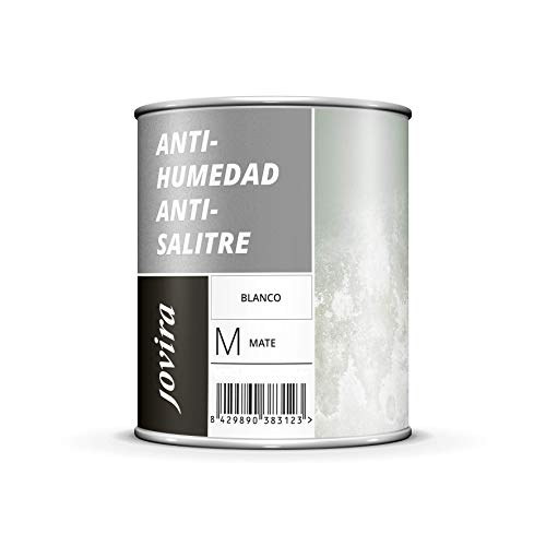 PINTURA ANTIHUMEDAD ANTISALITRE BLANCO MATE impermeabilizante,Protege y aísla fachadas, muros, paredes (2,3 Litros)