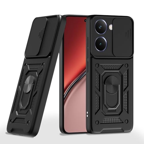 Image of Luxe Back Cover for Realme P3 Ultra 5G | D10 Tough Armor Case | Sliding Camera Shield | 360 Protection | Kickstand Ring Holder | Military-Grade Shockproof Bumper Case