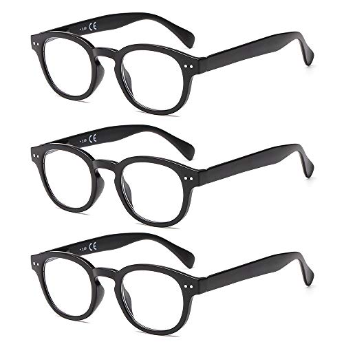 Suertree Lesebrille 3 Pack Sehhilfe Feder Scharnier Rund Augenoptik Brille Unisex Lesehilfe für Damen Herren 1.0X BM171