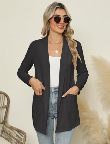 Image of Micoson Long Sleeve Lightweight Thin 2025 Summer Cardigan for Women Casual Loose Fit Kimono Cover Up with Pockets