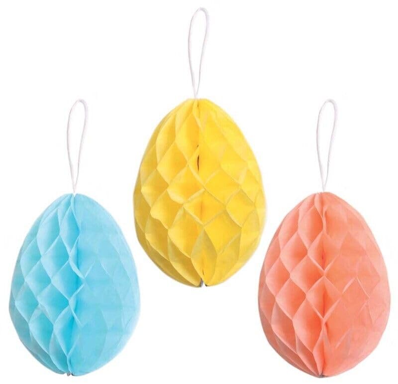 3 Easter Party Large Honeycomb Paper Tablescape Table Hanging Decoration 25cm
