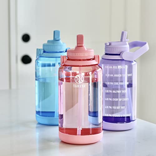Takeya Premium Quality Motivational Water Bottle With Straw Lid, Times To Drink, Bpa-Free Tritan Plastic, 64 Ounce, Vivacity Purple #TOP2