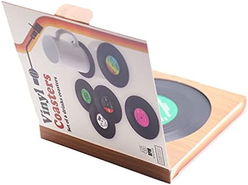 6 Pcs Black Retro CD Record Coasters