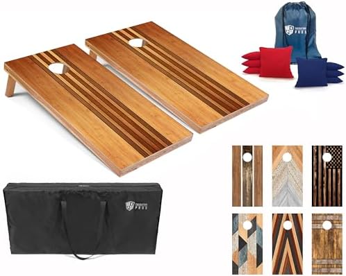Tailgating Pros Cornhole Boards 4x2 Official Regulation Size – Wooden Design Cornhole Game Set with 8 Bean Bags, Carrying Case & Tote – Outdoor Tailgate Yard Game