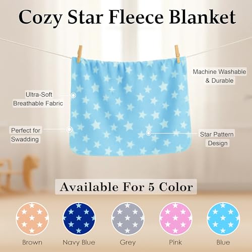 Image of GLUN Fleece Baby Blanket for Newborn, Pack of 2 Different Colours Blue & Brown Combo, All-Season Blanket Ultrasoft Baby Blanket for Babies
