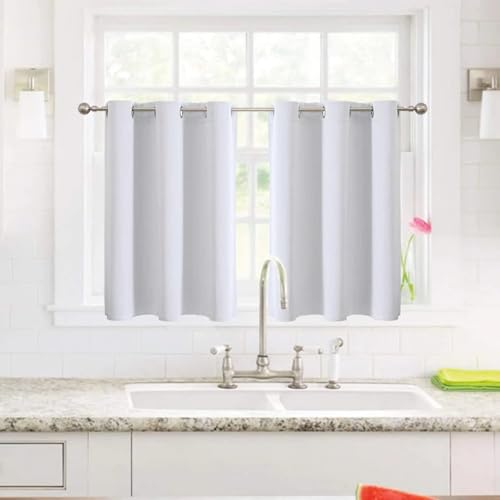 Image of IVAZA Small Window Curtains for Kitchen and Bedroom,ac Window - Grommet Short Black Out Curtains Pack of 1 (3 Feet Size) White