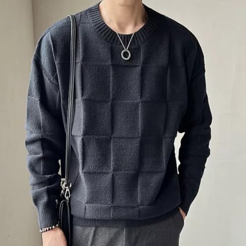 Checkered Knitted Sweater Pullover Fall Winter Simple Pull Sweater for Men4