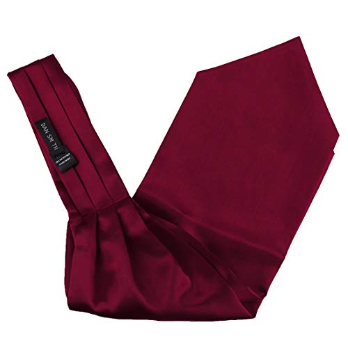 Red Cravat Tie For Men Ascot Satin Solid Formal Cravat Scarf Handkerchiefs For Business- Casual Him Dan Smith C.C.AQ.C.002 Burgundy