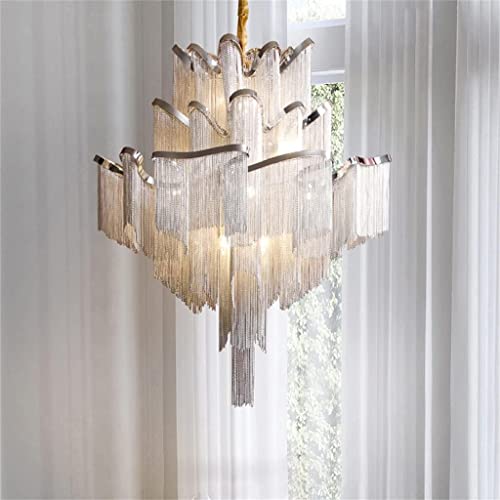 Lámpara de araña LED con borlas Compatible with apartamento tipo loft dúplex, escalera Compatible with sala de estar o villa italiana,Lámpara de Techo