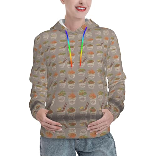 Sweat à capuche ajusté femme avec pull graphique imprimé ramen