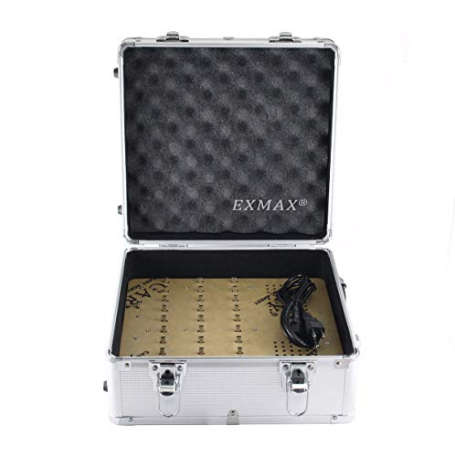 Estuche de carga EXMAX de aleación de aluminio con 32 ranuras y puerto de carga Mini USB para sistema profesional inalámbrico de guía turística con transmisor y receptor miniatura 3