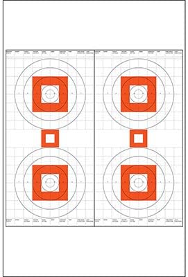Four Bull's-Eye Rifle Sighting Target on Heavy Paper Red Center with 1" Gray Grid Size: 20 1/2" x 25"