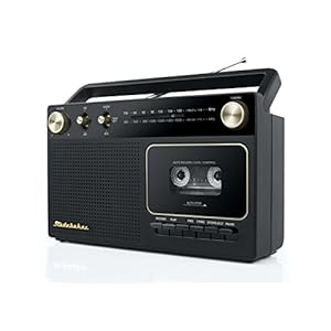 Studebaker Portable Retro Home Audio Stereo AM/FM Radio & Cassette Player/Recorder with Aux Input Jack & Built in Speakers (Gold)