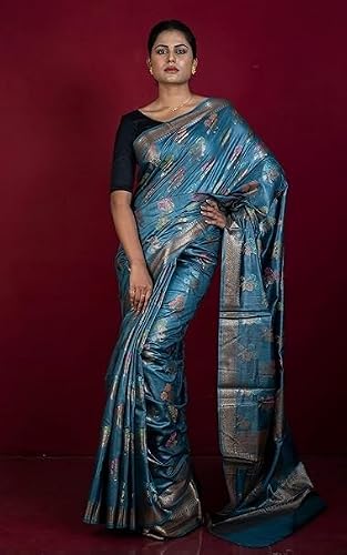 RUPLEKHA FASHION yellow banarasi silk saree in tussar silk – image 4