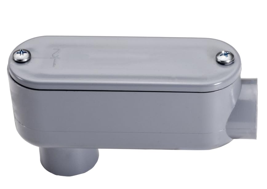 PVC Electrical Conduit Body, LB Type, Schedule 40, Grey, NEMA 3R, UL Listed, Outdoor Rated (5, 1/2 Inch)