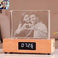 Boule De Cristal Photo à Ultrasons Personnalisée - Avec Base LED - Cadre Photo Gravée Pour Bébé, Portrait - Cadeau Naissance, Fête Des Mères