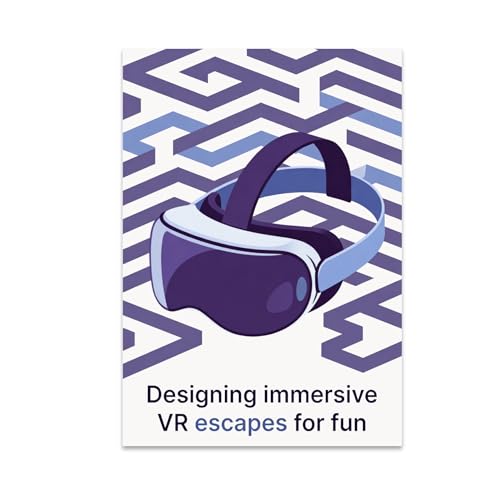 VR Escape Room Art Poster Print - Futuristic Headset Breaking Through Maze - 13x19 - Modern Adventure Decor